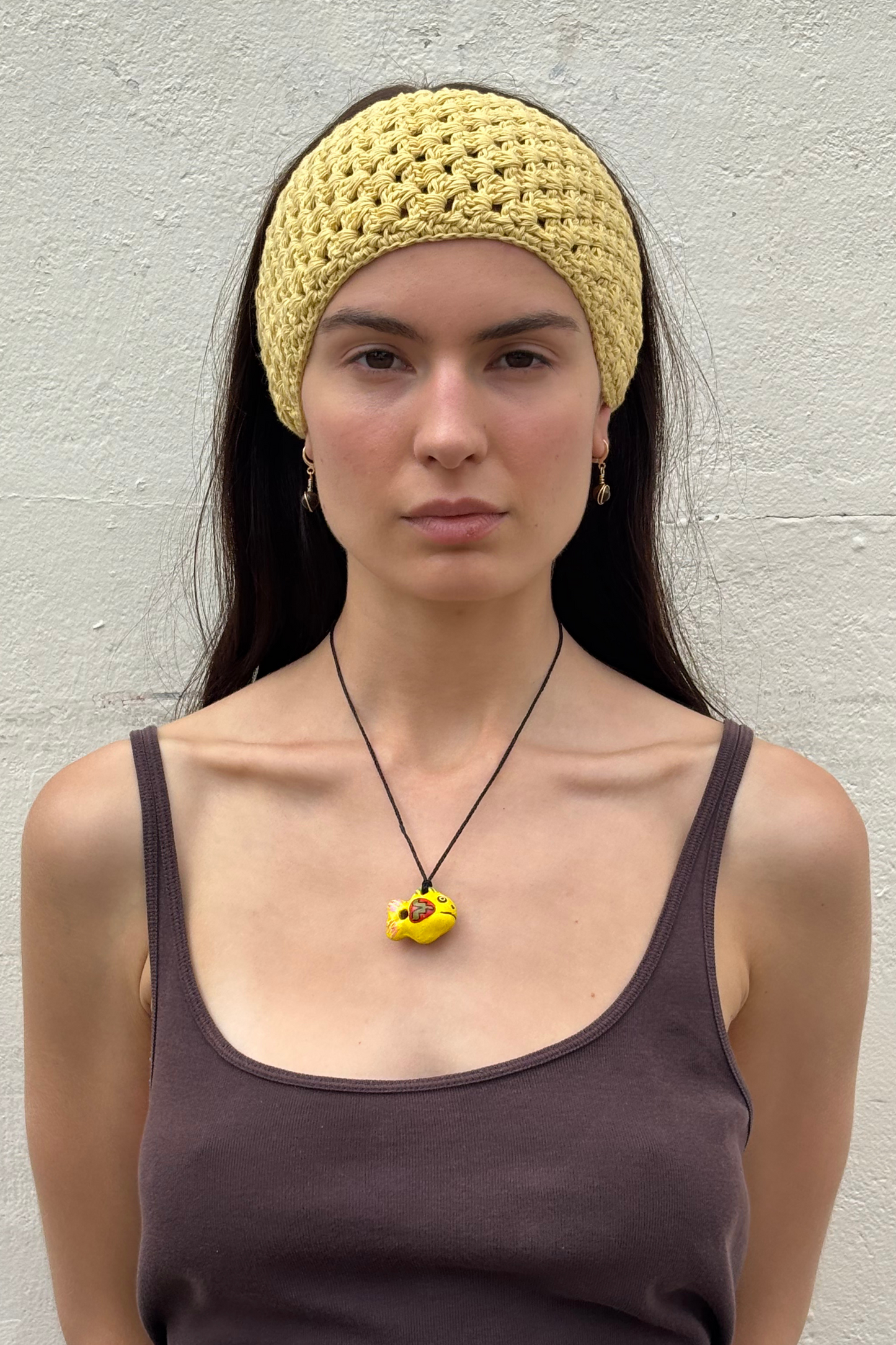 Hand Crocheted Bandana - Soft Yellow