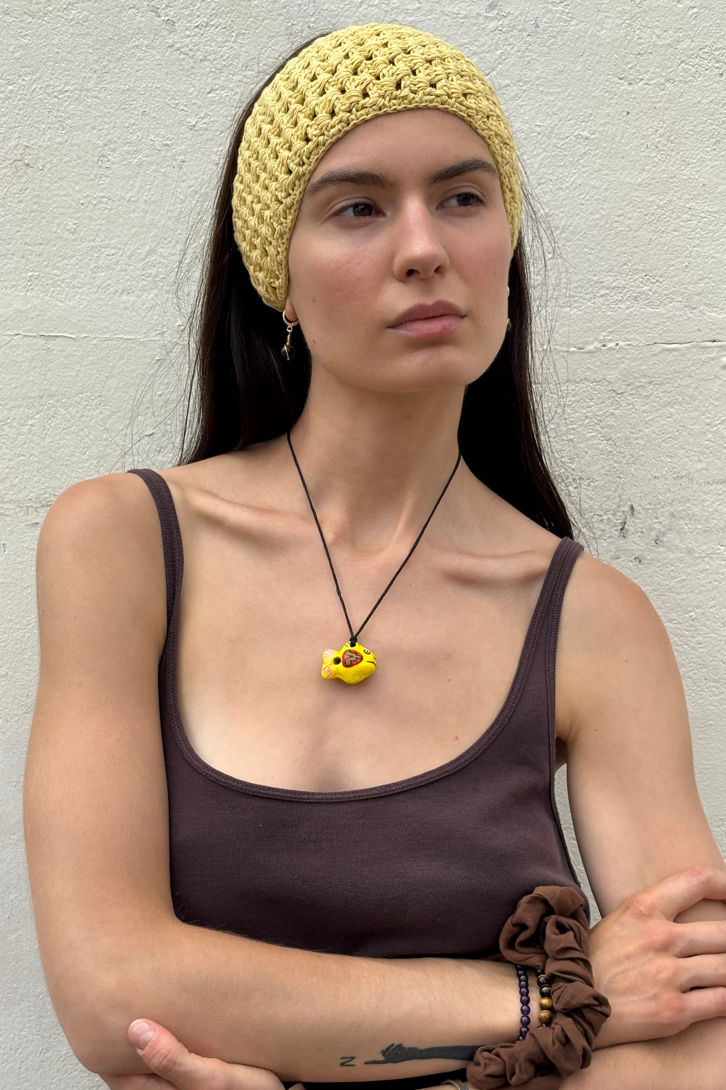 Hand Crocheted Bandana - Soft Yellow