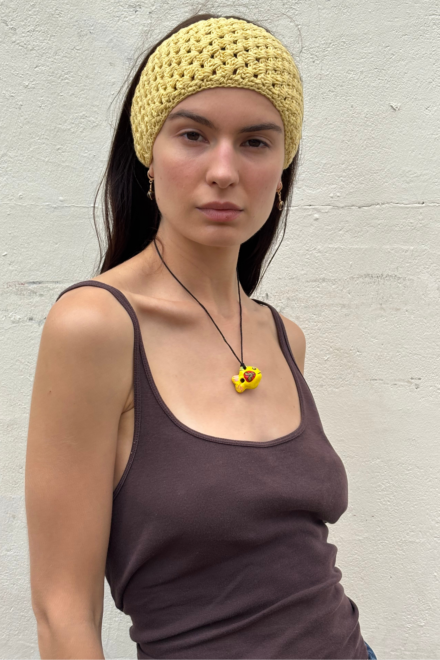 Hand Crocheted Bandana - Soft Yellow