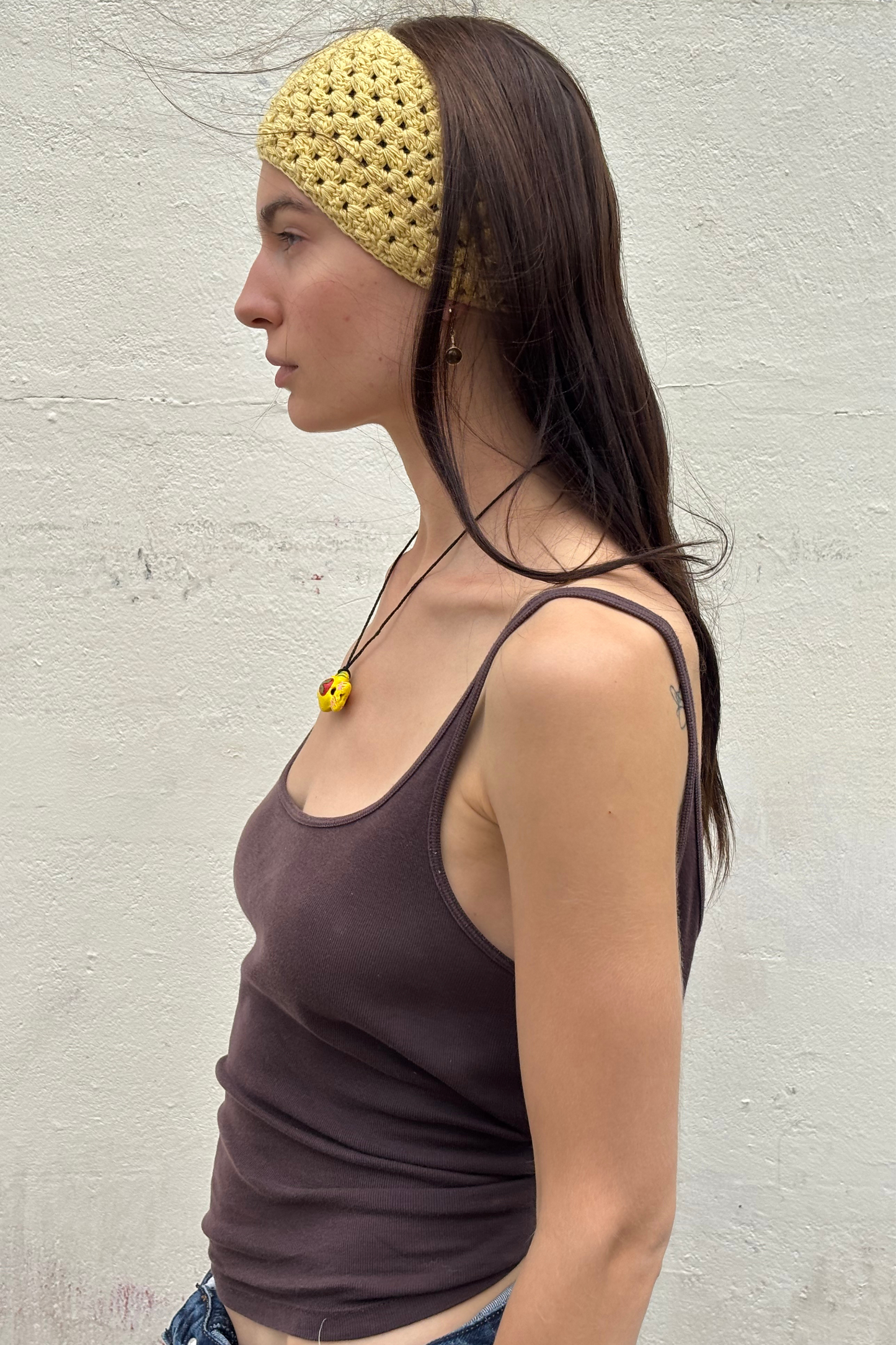 Hand Crocheted Bandana - Soft Yellow