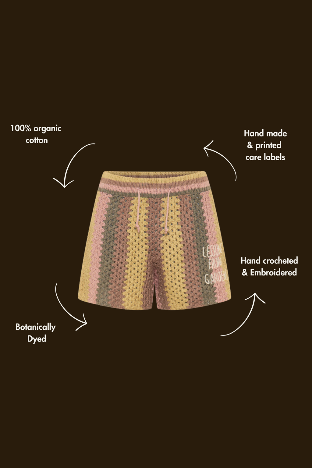 Hand Crocheted Organic Cotton Shorts – Rainbow
