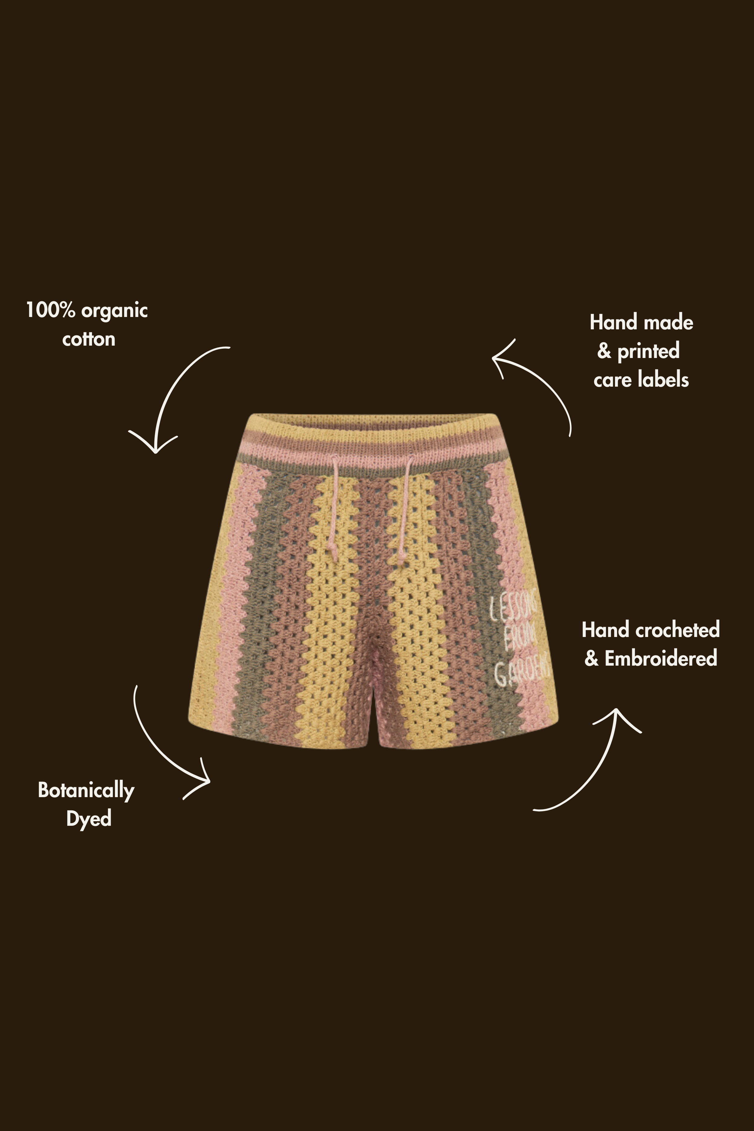 Hand Crocheted Organic Cotton Shorts – Rainbow