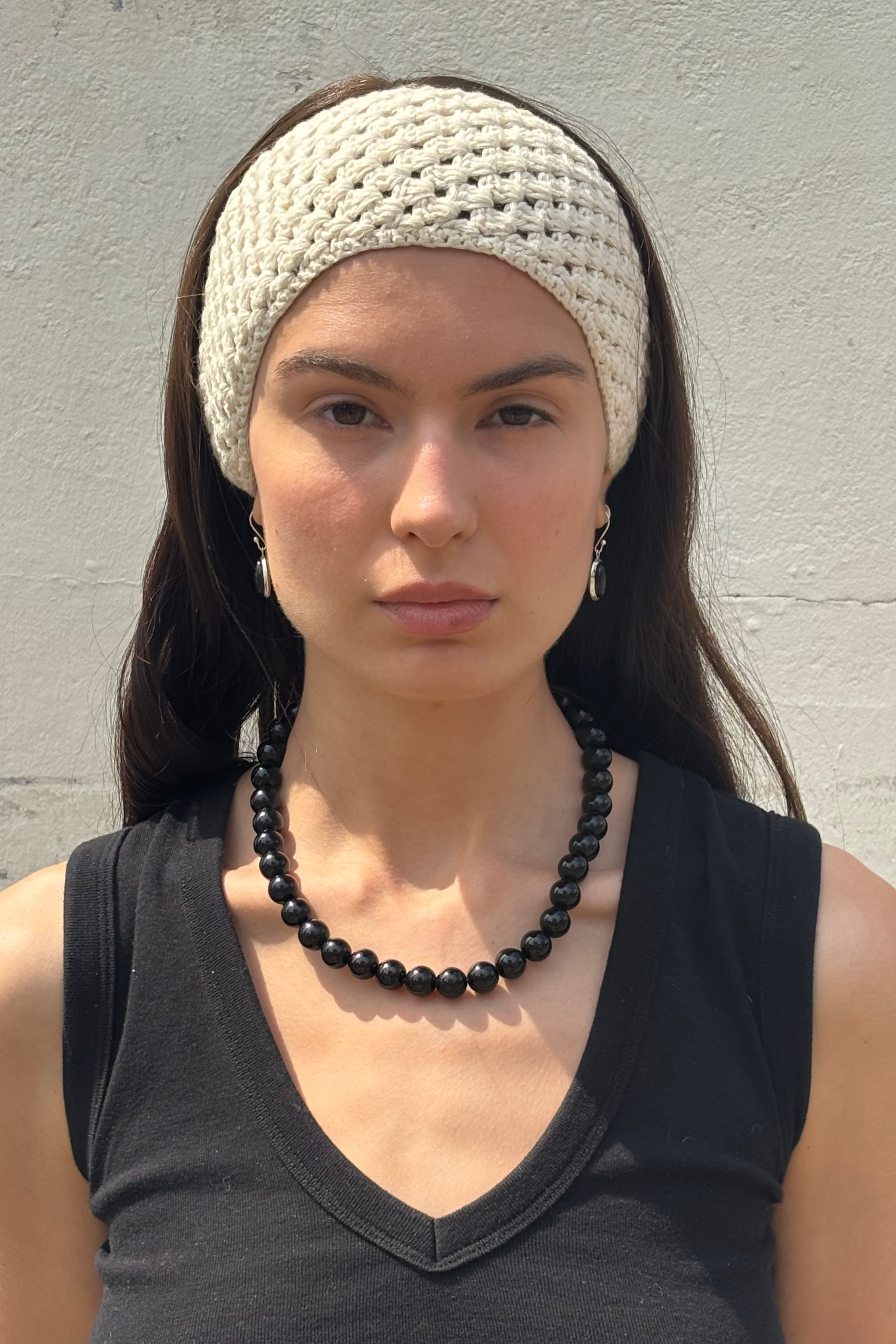 Hand Crocheted Headband - Ecru