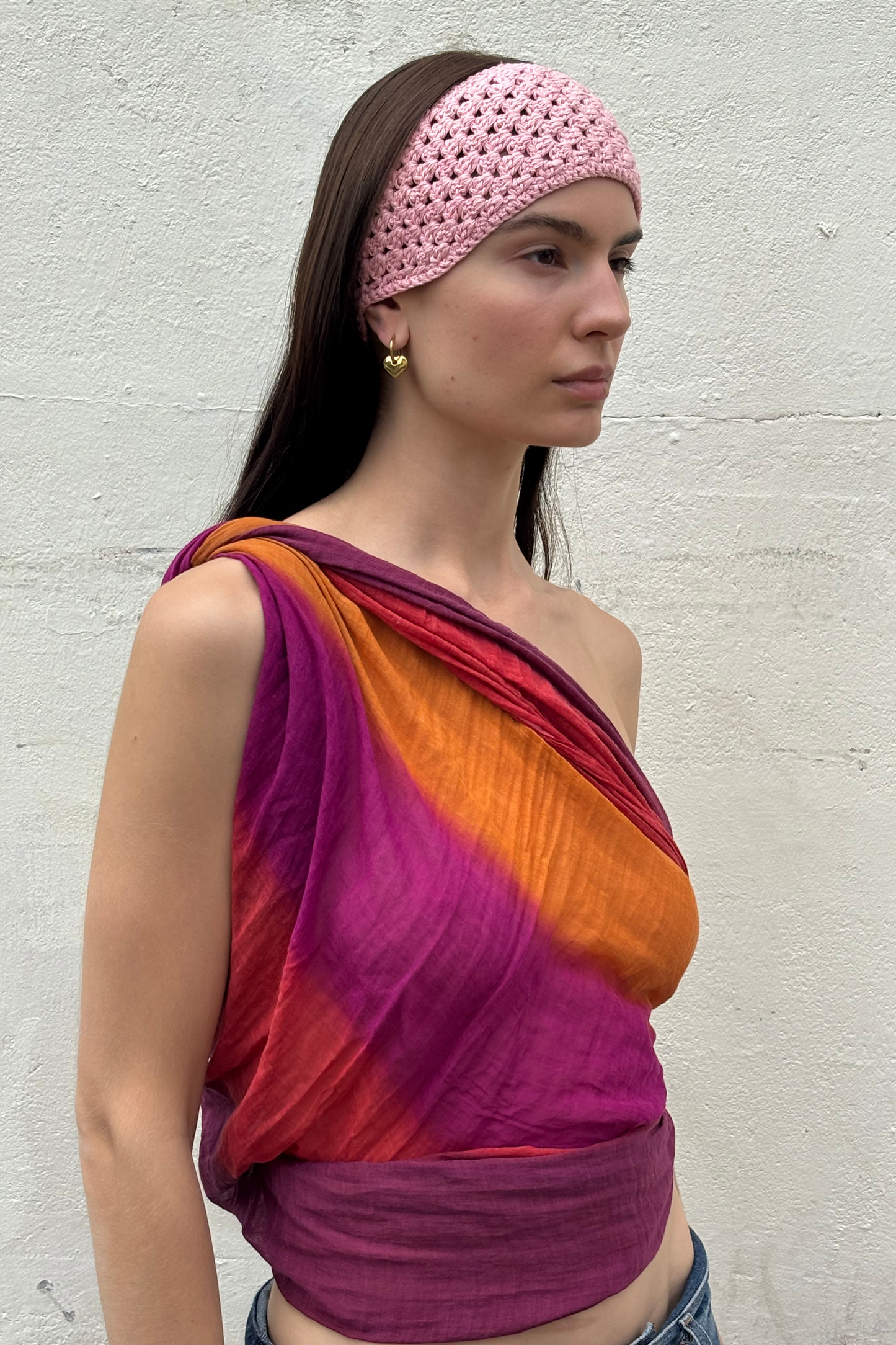 Hand Crocheted Bandana - Soft Pink