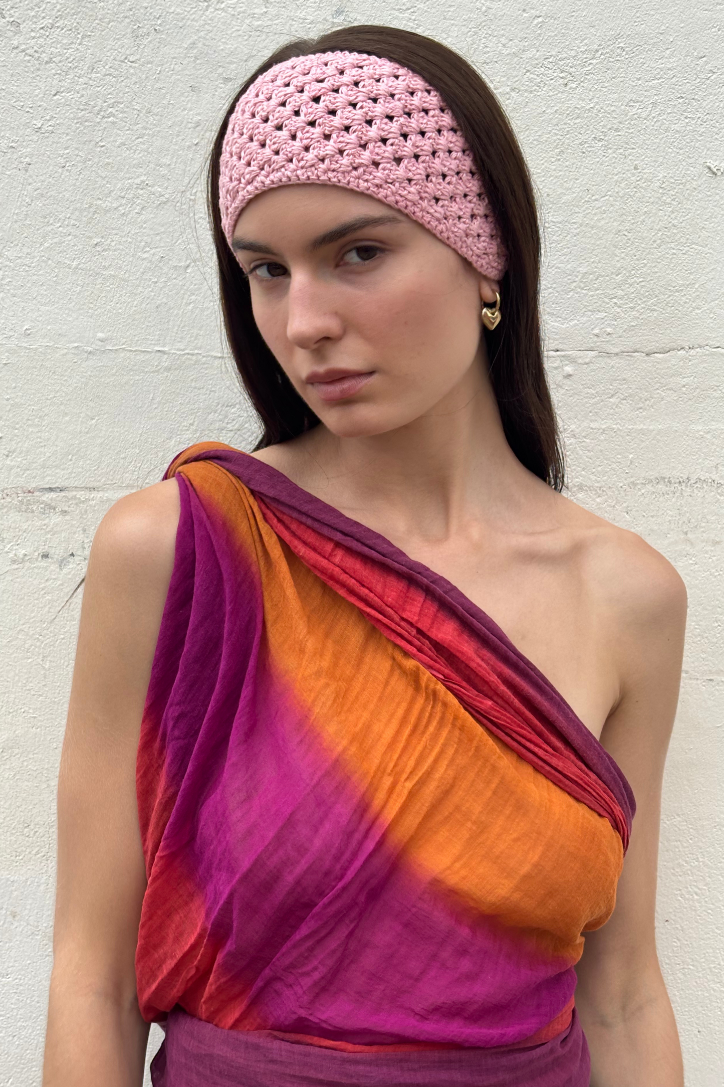 Hand Crocheted Bandana - Soft Pink
