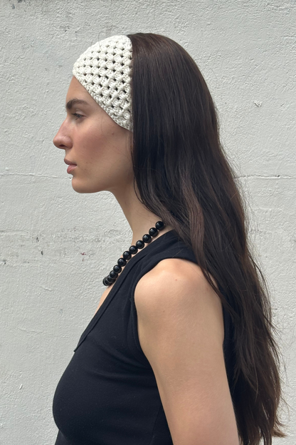 Hand Crocheted Headband - Ecru