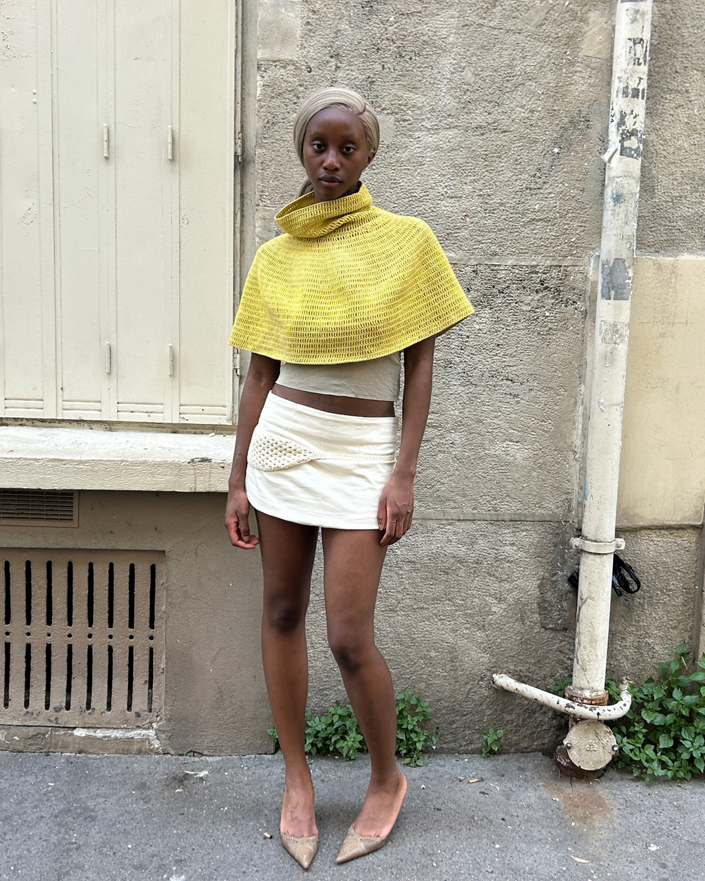 Hand Knitted Organic Cotton Poncho - Turmeric