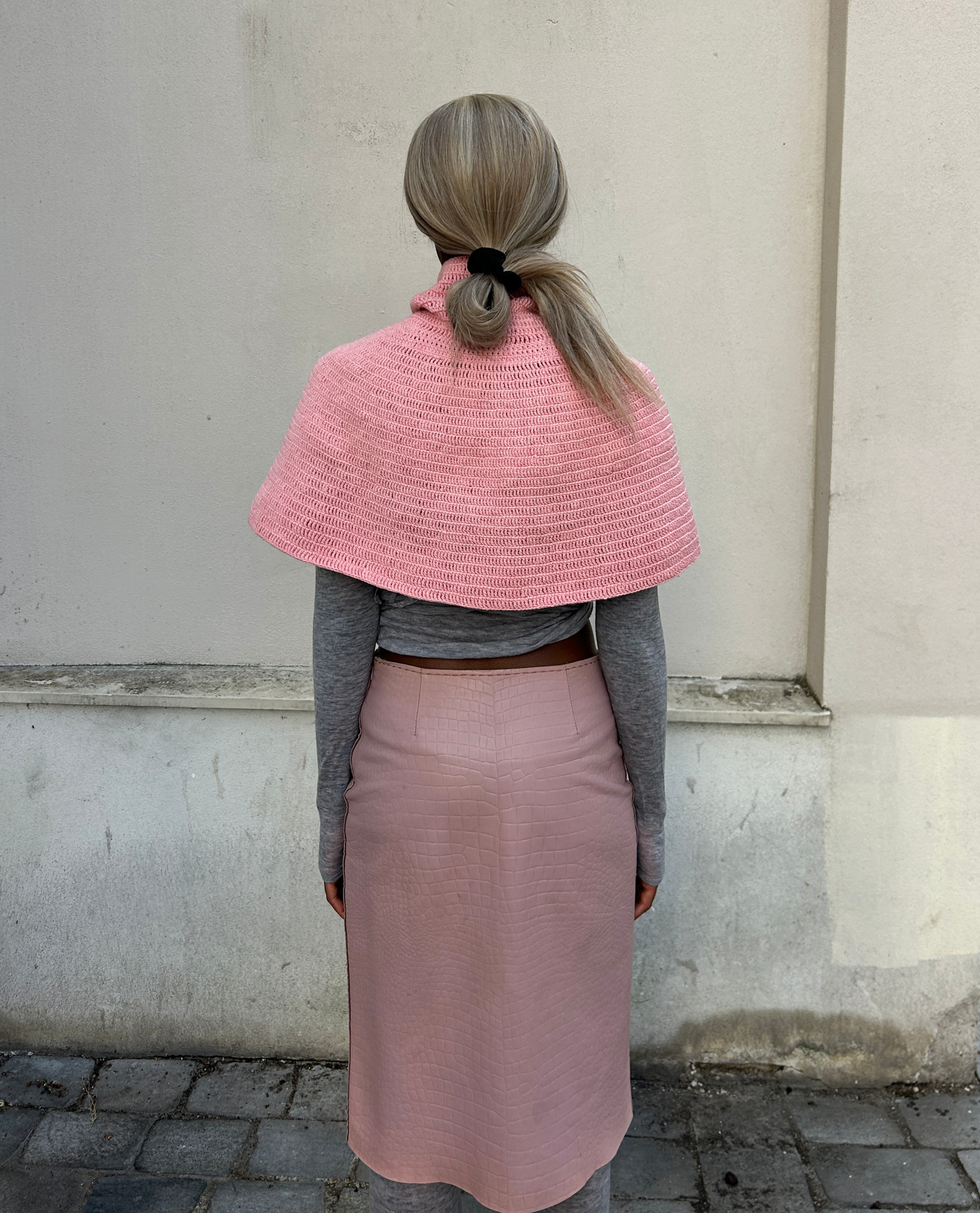 Hand Knitted Organic Cotton Poncho Soft Pink