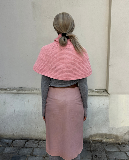 Hand Knitted Organic Cotton Poncho Soft Pink