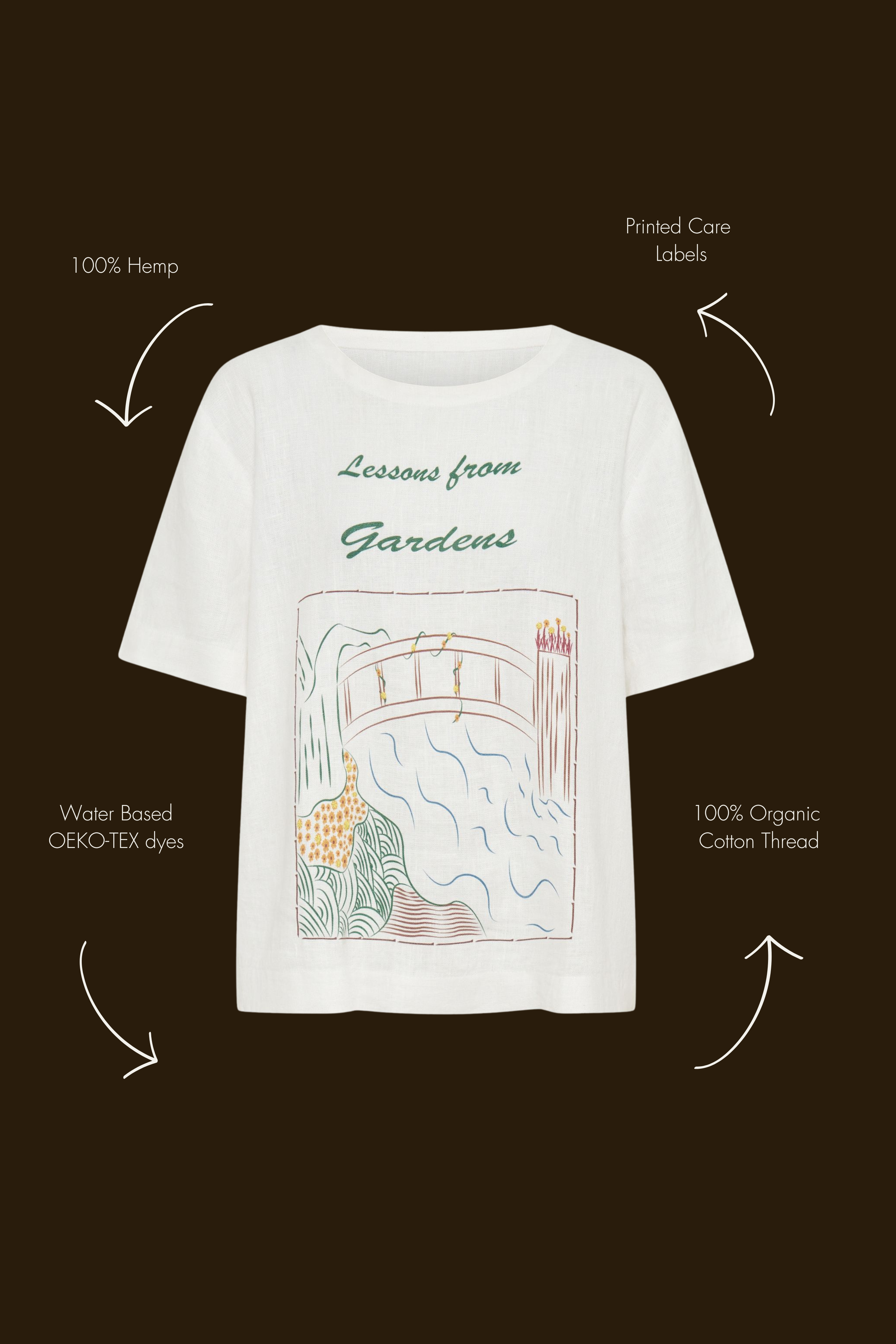 Garden Scene Tee – 100% Hemp Shirt