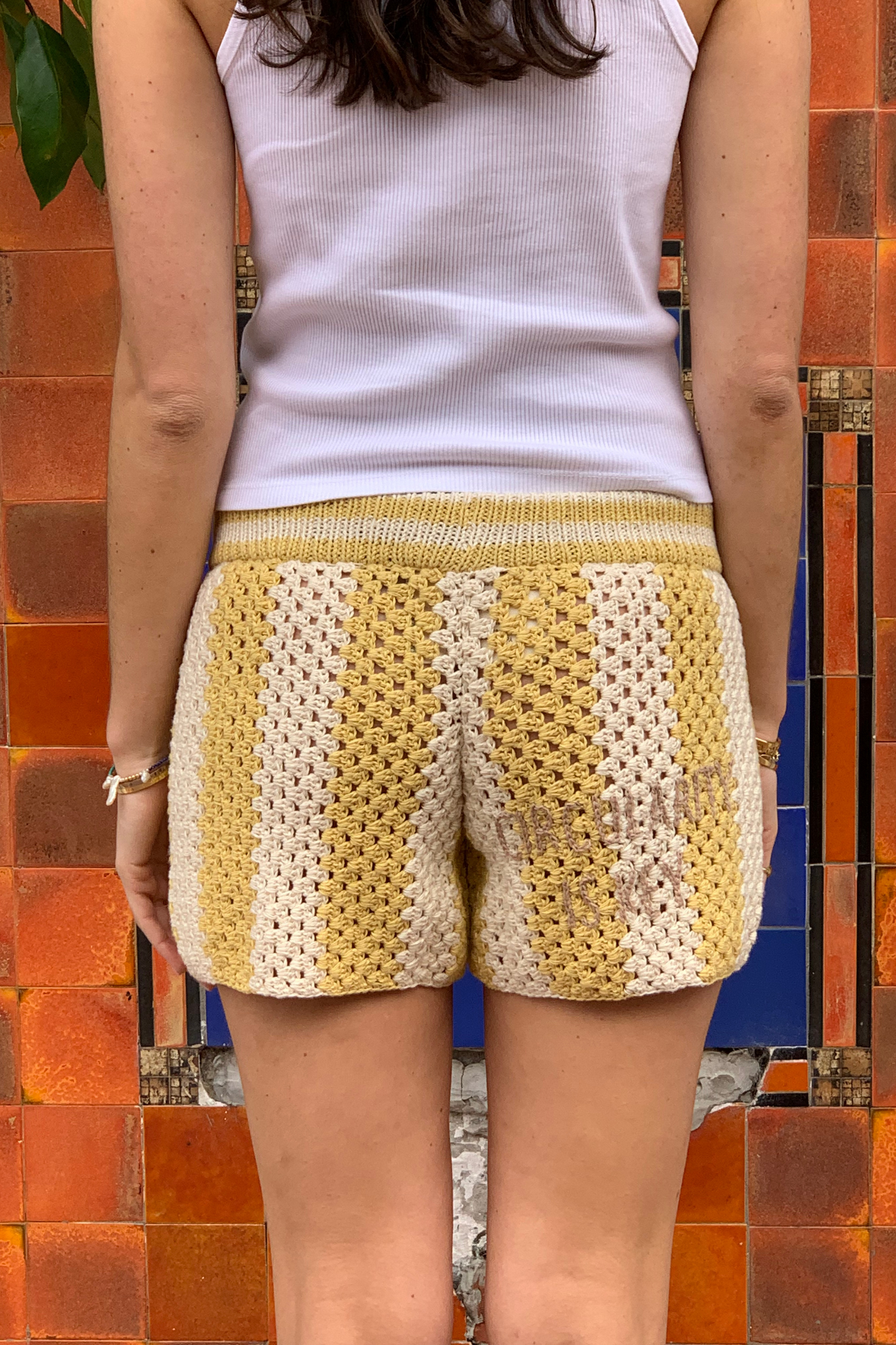 Hand Crochet Shorts - Lemon & Ecru