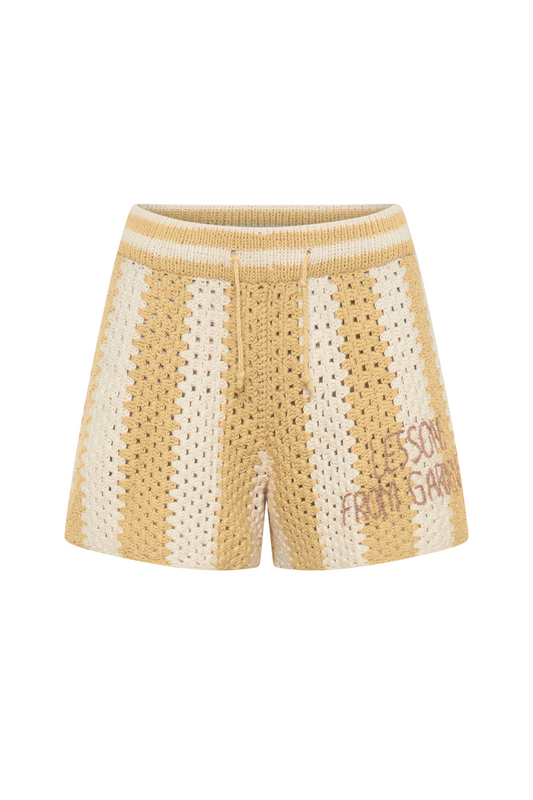 Hand Crochet Shorts - Lemon & Ecru