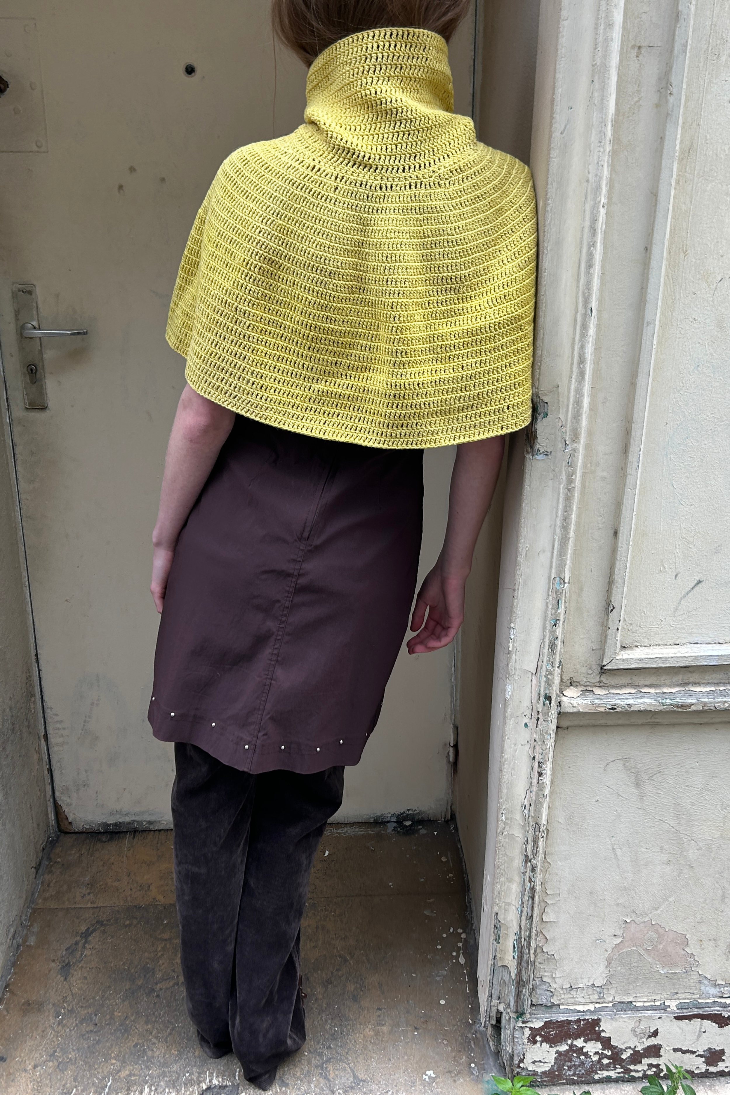 Hand Knitted Organic Cotton Poncho - Turmeric