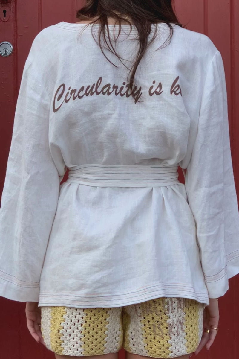Contrast Stitched Hemp Robe