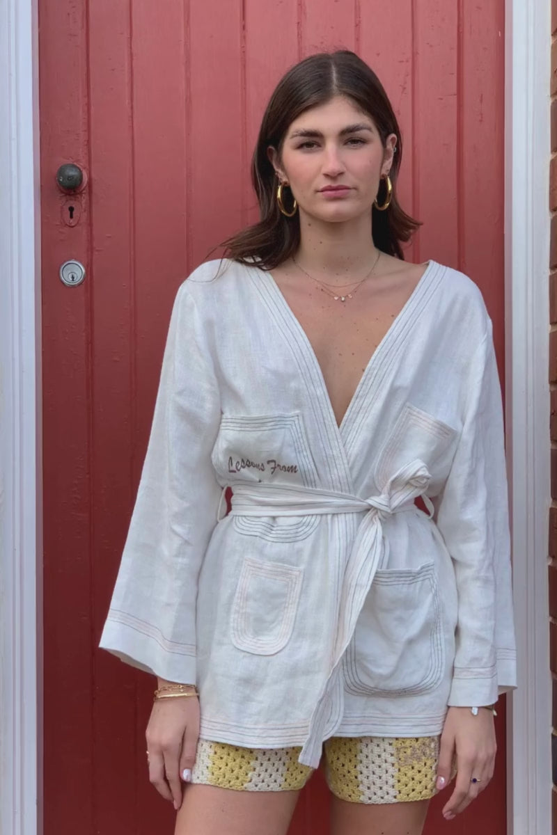 Contrast Stitched Hemp Robe